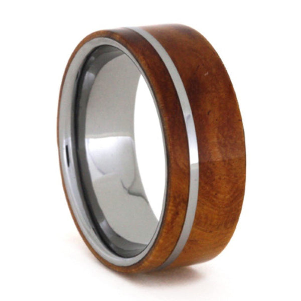 Ironwood Burl Exotic Wood Ring 8mm Comfort-Fit Tungsten Wedding Band, Size 9