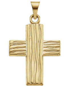 Rugged Cross Brushed 14k Yellow Gold Pendant (23X19 MM)