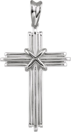 Rope Cross Rhodium-Plated 14k White Gold Pendant (36.75X24.5 MM)