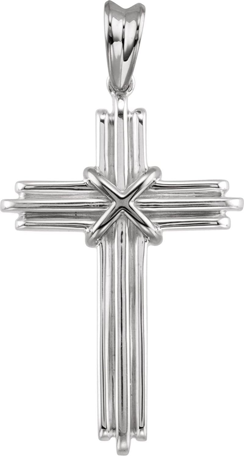 Rope Cross Sterling Silver Pendant (36.75X24.5 MM)