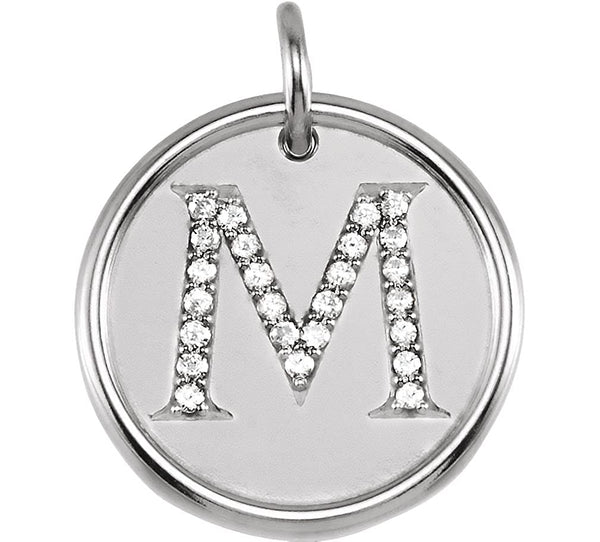 Diamond Initial "M" Pendant, Sterling Silver (0.125 Ctw, Color GH, Clarity I1)