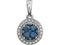 Blue and White Diamond Halo Pendant in 14k White Gold, (3/8 Cttw)