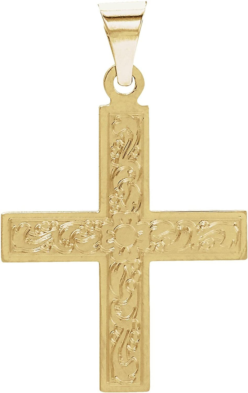 Men's Greek Passion Flower Cross 14k White Gold Pendant