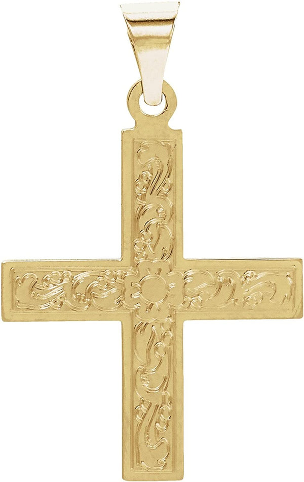 Greek Cross with Ornate Design 14k White Gold Pendant