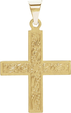 Greek Cross with Ornate Design 14k Yellow Gold Pendant