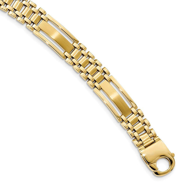 Men's Polished and Satin 14k Yellow Gold 10.1mm Link Bracelet, 8.75"