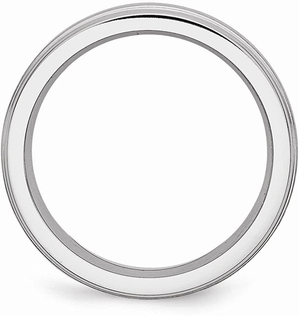 Men's Satin Cobalt Chrome 6mm Polished Ridge Comfort-Fit Ring Size 8