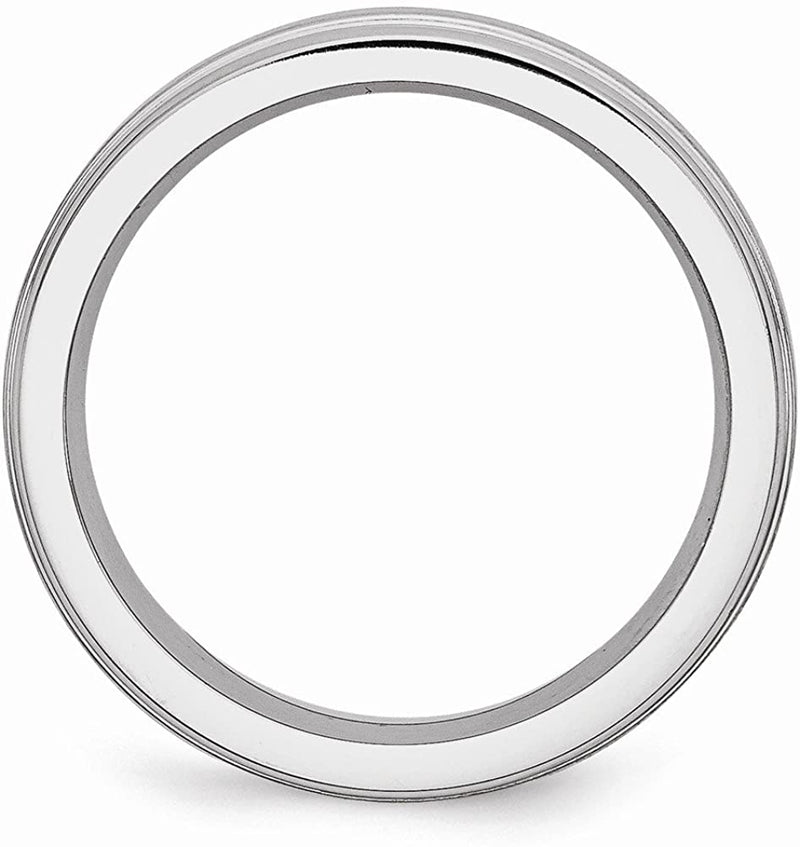 Men's Satin Cobalt Chrome 6mm Polished Ridge Comfort-Fit Ring Size 8.5