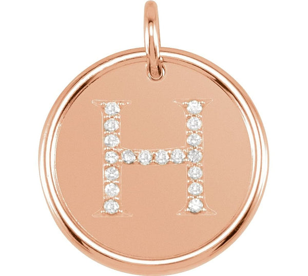 Diamond Initial "H" Pendant, 14k Rose Gold (0.1 Ctw, Color GH, Clarity I1)
