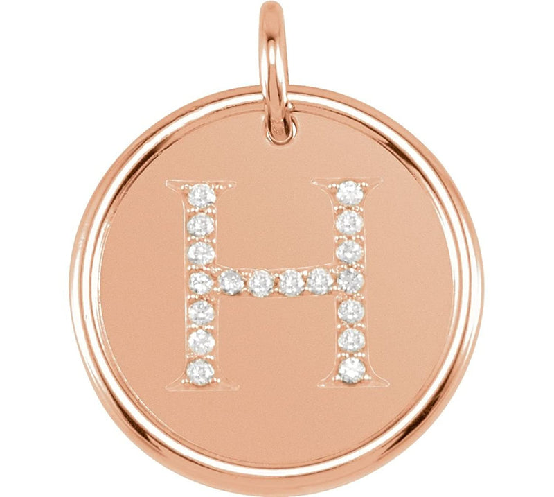 Diamond Initial "H" Pendant, 14k Rose Gold (0.1 Ctw, Color GH, Clarity I1)