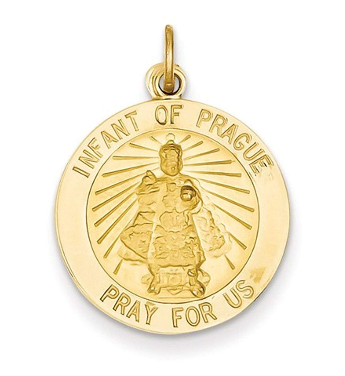 14k Yellow Gold Infant Of Prague Medal Charm (25X19MM)