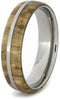 Black Ash Burl Wood with Titanium Pinstripe 6mm Comfort-Fit Titanium Wedding Band, Size 11.25