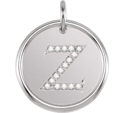 Diamond Initial "Z" Pendant, Rhodium-Plated 14k White Gold (.08 Ctw, Color G-H, Clarity I1)