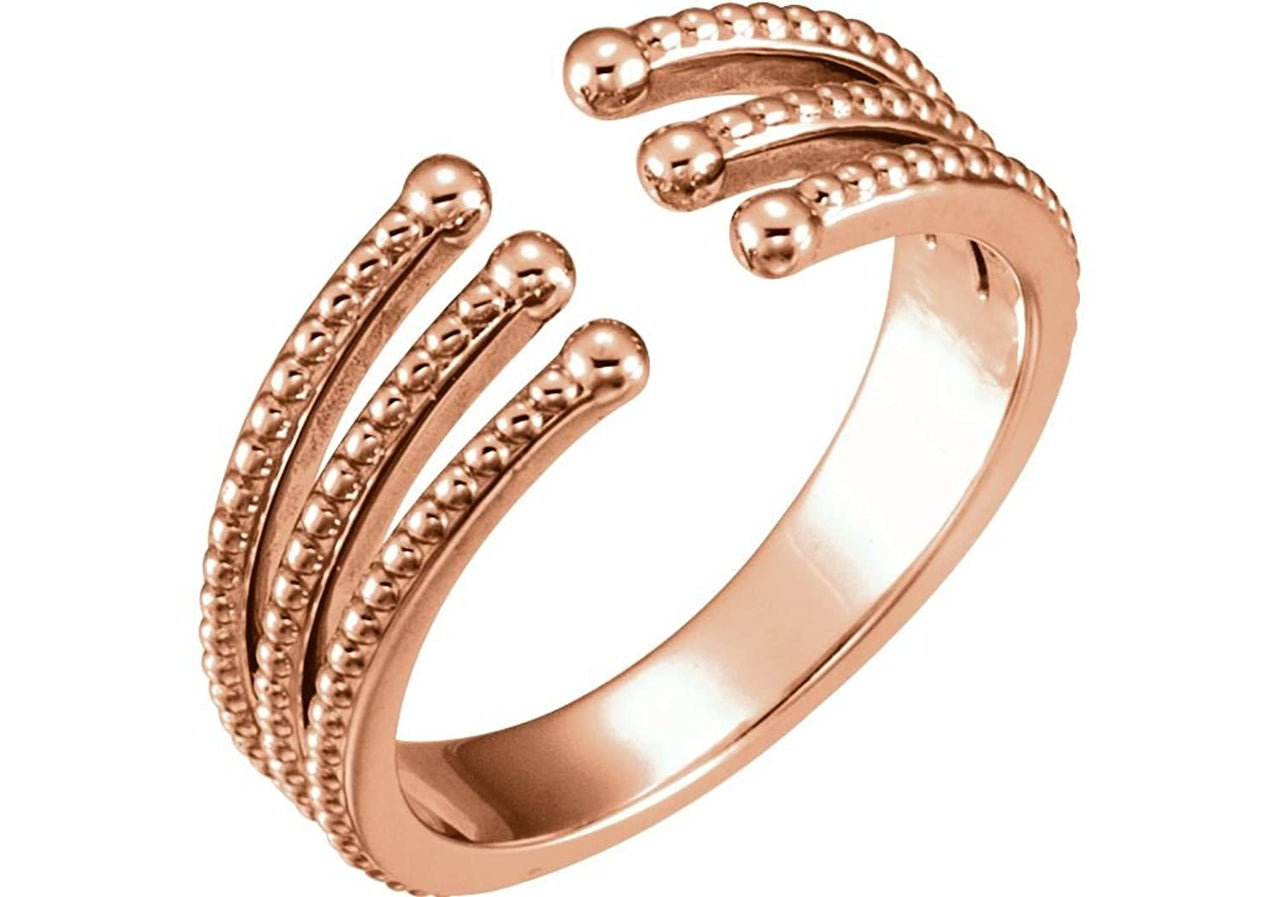 Granulated Bead Negative Space Ring, 14k Rose Gold