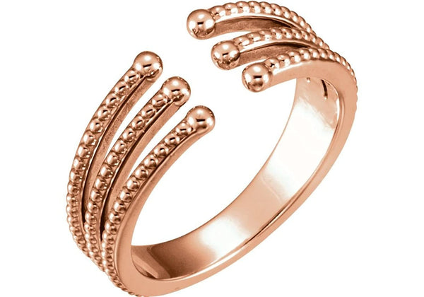 Granulated Bead Negative Space Ring, 14k Rose Gold