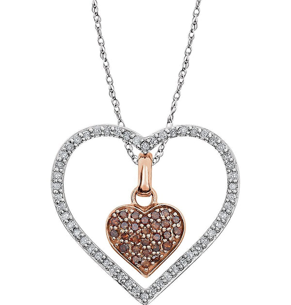 Diamond Heart Rhodium Plate 14k White Gold Pendant Necklace, 18" (1/3 Cttw)