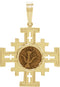 Authentic Widows Mite Coin Set Cross Coptic 14k Yellow Gold Pendant