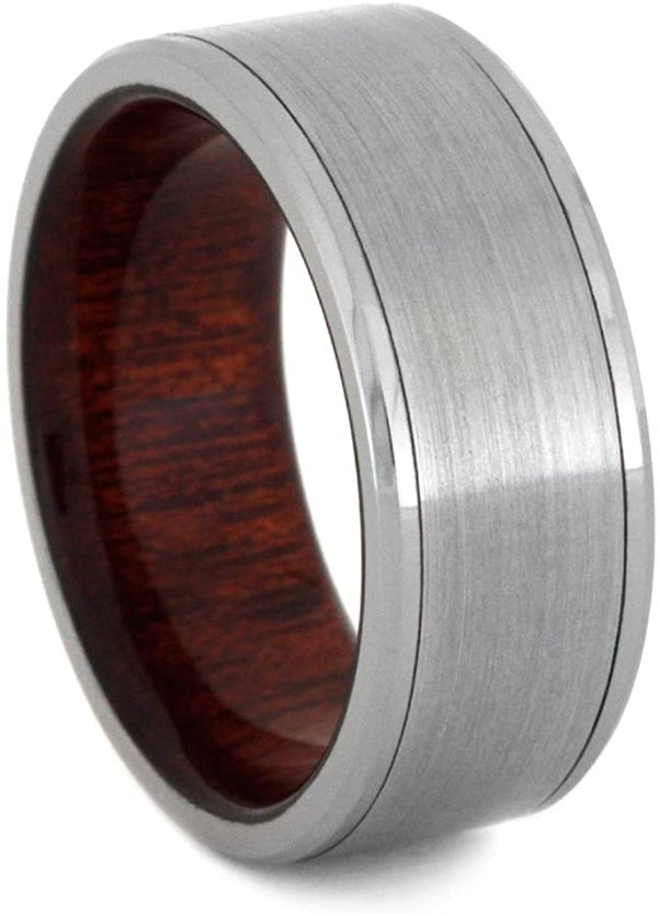 Brushed Titanium 8mm Comfort-Fit Bloodwood Band, Size 6