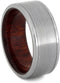 Brushed Titanium 8mm Comfort-Fit Bloodwood Band, Size 6