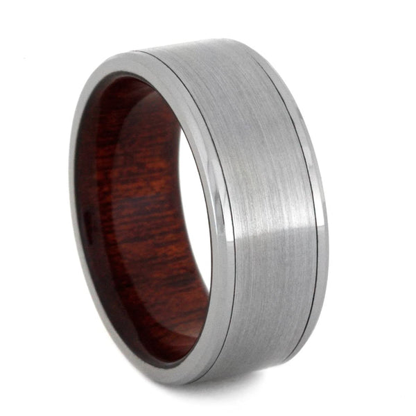 Brushed Titanium 8mm Comfort-Fit Bloodwood Band