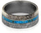 Turquoise, Gibeon Meteorite, Deer Antler 9.5mm Comfort-Fit Matte Titanium Band, Size 10