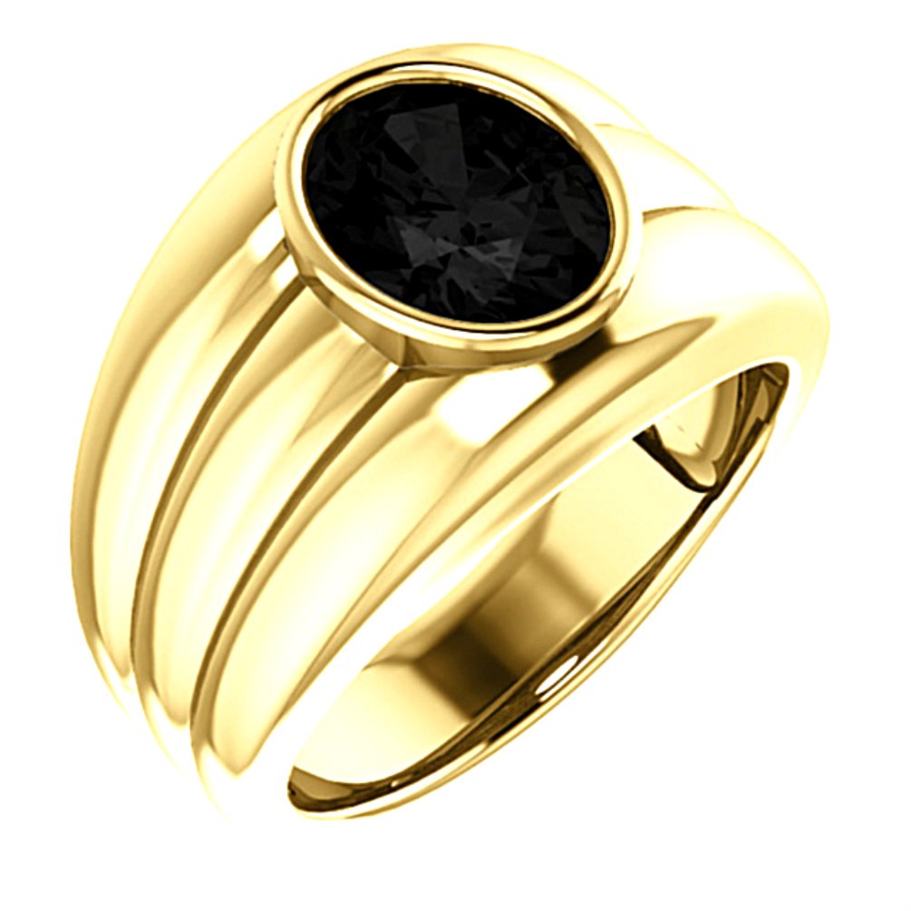 Men's Oval Onyx 25mm 14k Yellow Gold Band