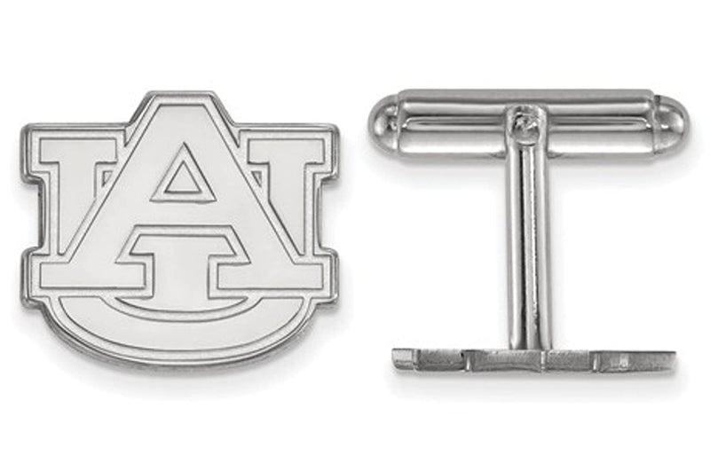 Rhodium-Plated Sterling Silver Polished Auburn University Cuff Links, 16X17MM