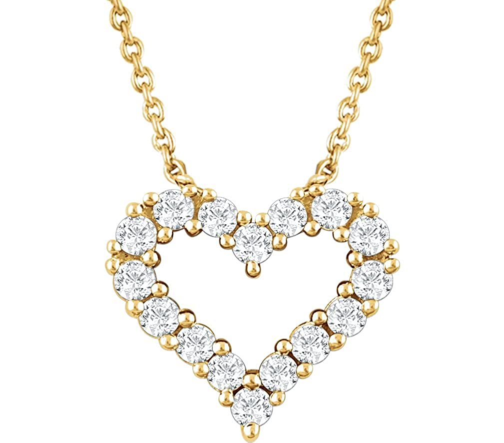 Diamond Heart 14k Yellow Gold Pendant Necklace, 18" (.25 Cttw)