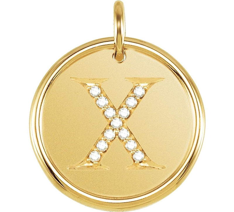 Diamond Initial " X" Pendant, 14k Yellow Gold (.06 Ctw, Color G-H, Clarity I1)