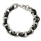 Men's Stainless Steel 12mm Textured and Black Rubber Bracelet, 9"