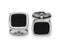 Stainless Steel Black Carbon Fiber Inlay Square Cuff Links, 15MM