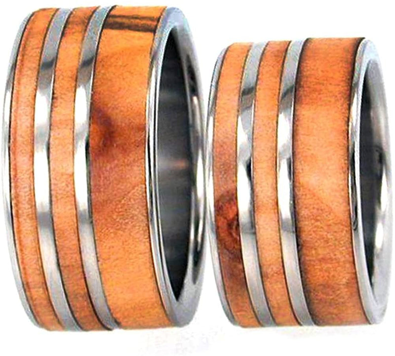 The Men's Jewelry Store (Unisex Jewelry) Rowan Wood, Titanium Pinstripes Interchangeable Ring, Couples Wedding Band Set