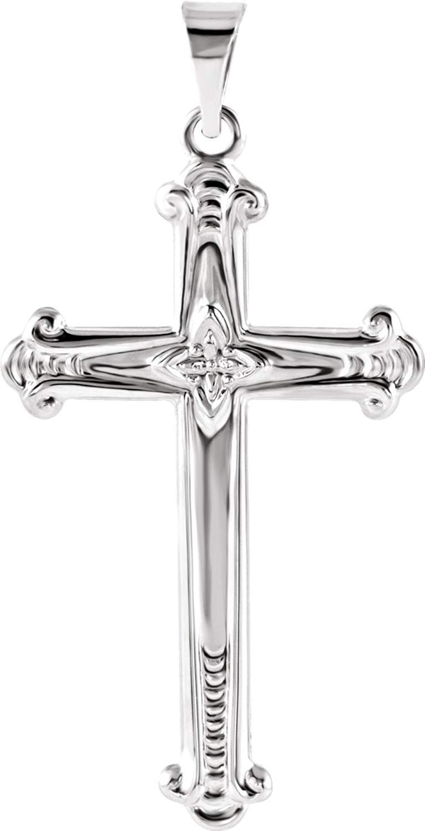 Apostles Engraved Cross 14k White Gold Pendant