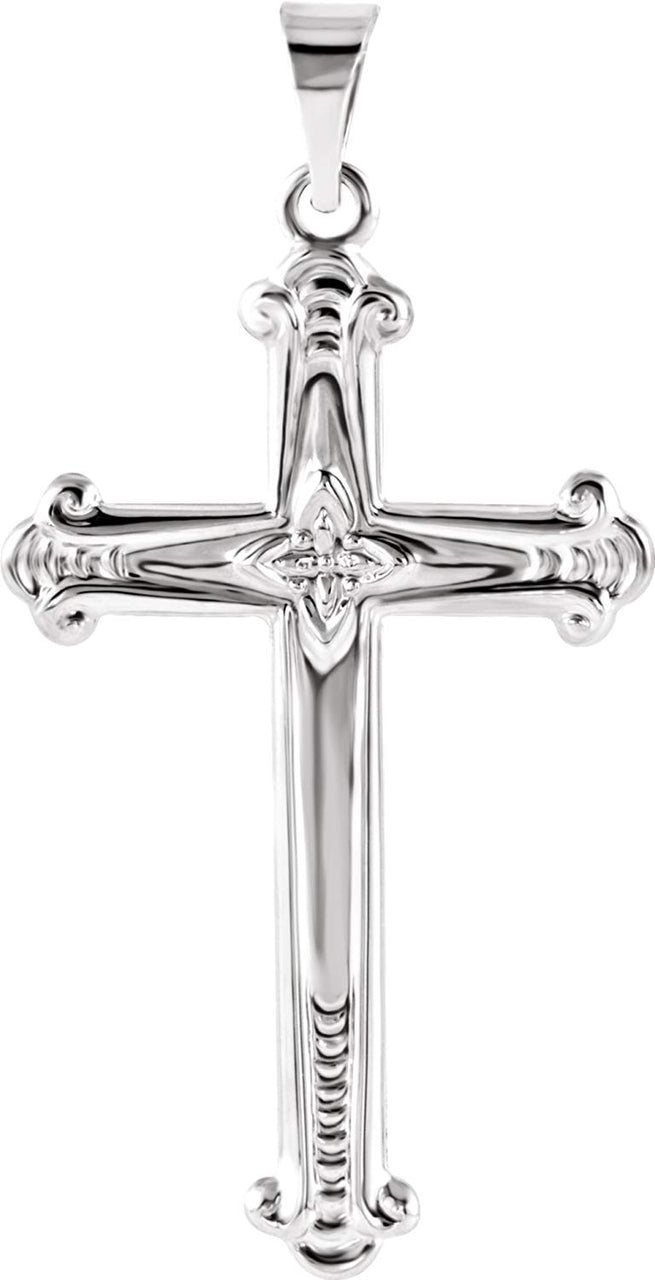 Apostles Engraved Cross 14k White Gold Pendant