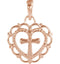 Scalloped Heart with Cross 14k Rose Gold Youth Pendant (15.50X11.70 MM)