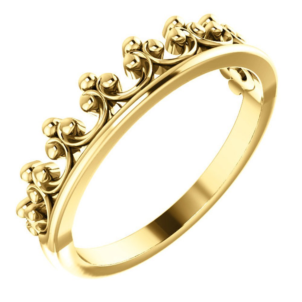 Stackable Crown Ring, 14k Yellow Gold