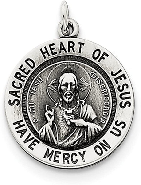 Sterling Silver Sacred Heart of Jesus Medal (23X18MM)