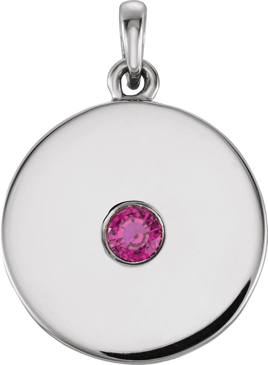 Platinum Round Ruby Disc Pendant