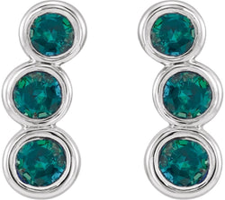 Alexandrite Three-Stone Ear Climbers, Sterling Silver