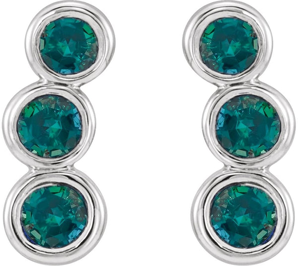 Alexandrite Three-Stone Ear Climbers, Sterling Silver