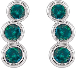 Chatham Created Alexandrite Three-Stone Ear Climbers, Sterling Silver