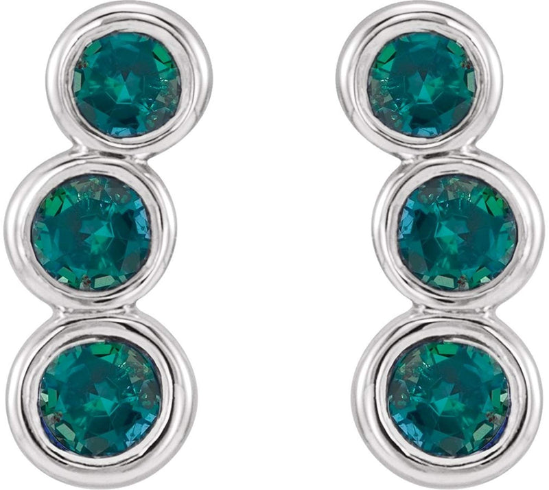 Chatham Created Alexandrite Three-Stone Ear Climbers, Sterling Silver
