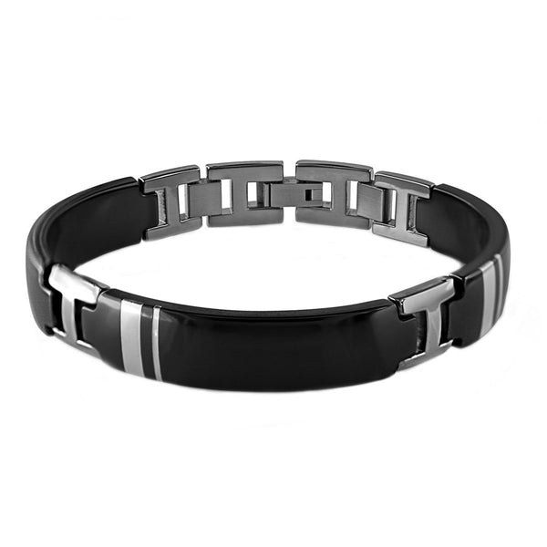 Men's Wellington Collection Black Titanium, Argentium Silver Bracelet, 8" (12MM)