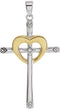 Diamond Heart Cross Rhodium-Plated Sterling Silver and 10k Yellow Gold Pendant (.015 Ctw, I-J Color, I3 Clarity)