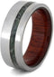 Nephrite Jade, Bloodwood Sleeves 8mm Comfort-Fit Matte Titanium Band, Size 8.25