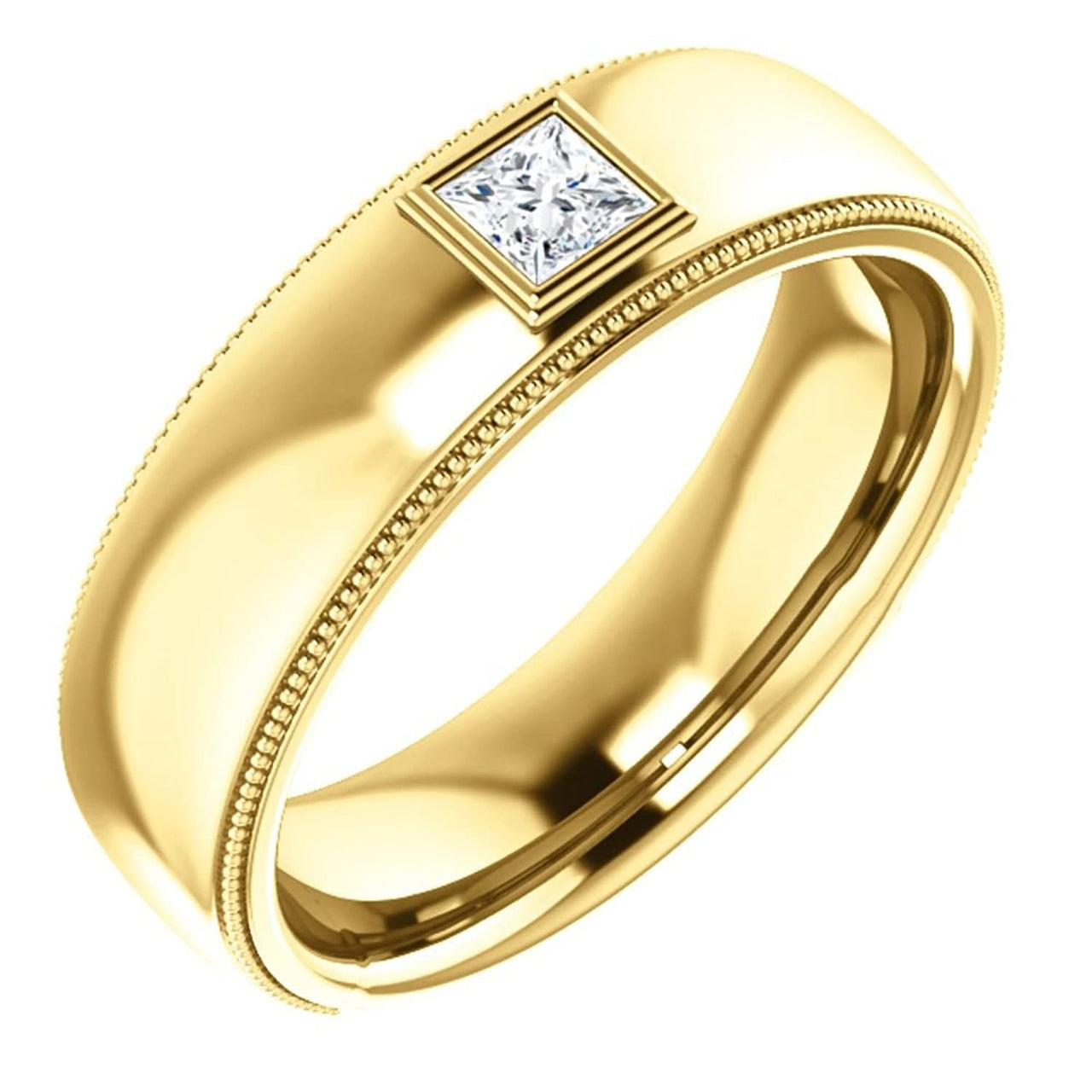 Men's 14k Yellow Gold Diamond 6.8mm Milgrain Band (.25 Ctw, Color G-H, SI2-SI3 Clarity) Size 10.5