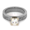 Charles & Colvard Moissanite, Gibeon Meteorite 4mm Comfort-Fit Titanium Engagement Ring