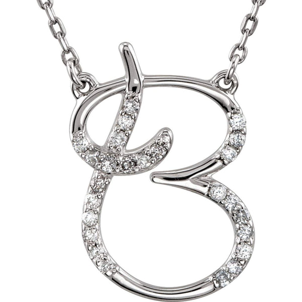 Diamond Initial 'B' Sterling Silver Pendant Necklace, 16.00" (.125 Cttw, GH Color, I1 Clarity)