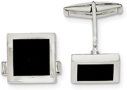 Sterling Silver Onyx Square Cuff Links