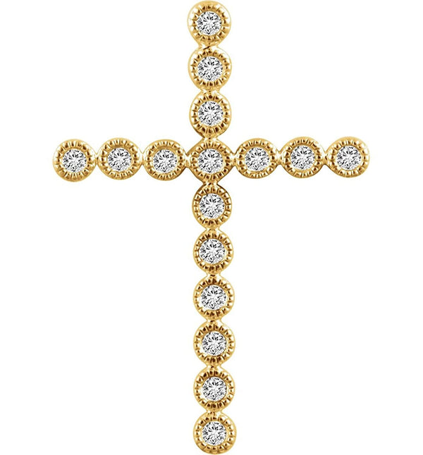 Diamond Paternoster Cross Pendant, 14k Yellow Gold (.25 Ctw, H+ Color, I1 Clarity)
